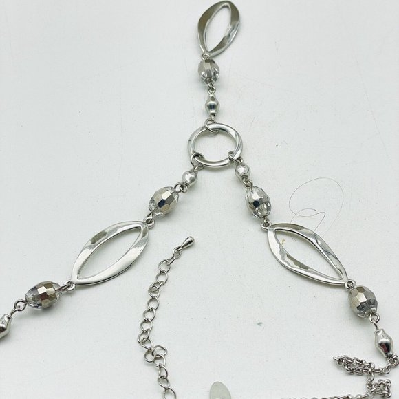 Lia Sophia Signed Open Chain Y Drop Necklace Silver Tone Classic Career Cosplay - Picture 6 of 6
